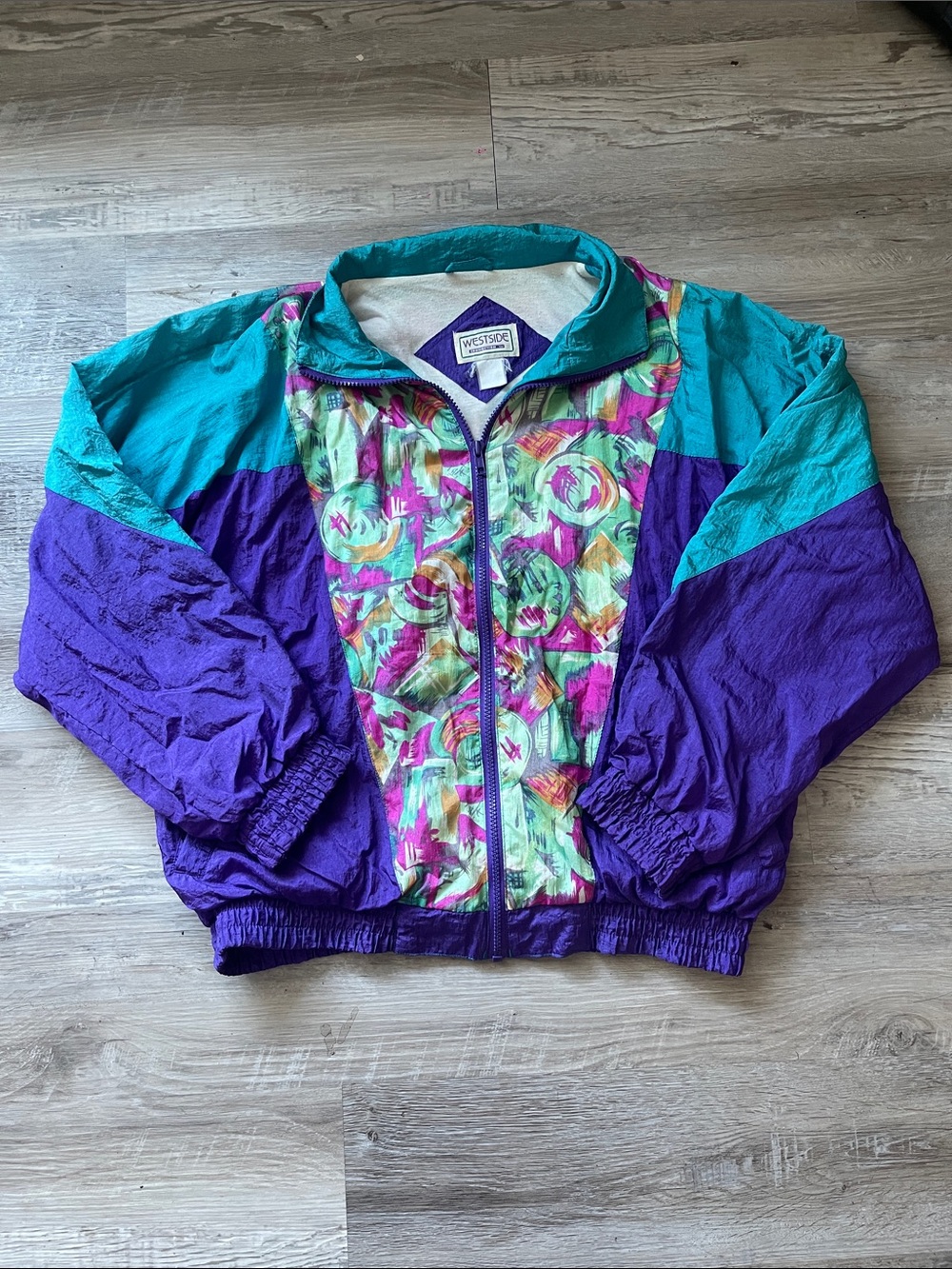 Westside Teal & Purple Vintage Windbreaker Jacket